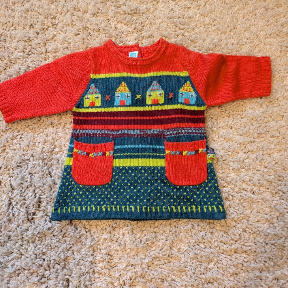 Tuc Tuc Baby Girl Sweater Dress Colorful Size 3 Months